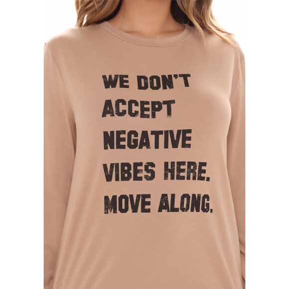 Fashion Nova ✦ We Don’t Accept Negative Vibes Long Sleeve Top ✦ Black Graphic XS - Picture 2 of 3